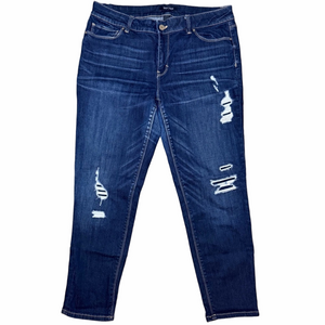 White House Black Market Dark Wash Distressed Crop Leg Skinny Jeans Size 10